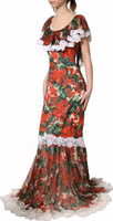 Multicolor Geranium Flower Lace Maxi Dress 3