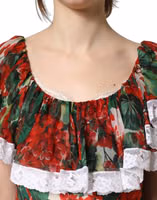 Multicolor Geranium Flower Lace Maxi Dress 4