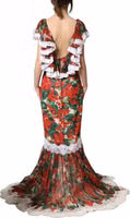 Multicolor Geranium Flower Lace Maxi Dress 5