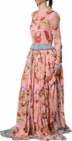 Light Pink Bread Print Pleated Maxi Dress 3