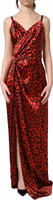 Red Leopard Draped Sleeveless Maxi Dress 1