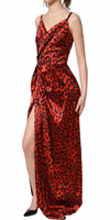 Red Leopard Draped Sleeveless Maxi Dress 2