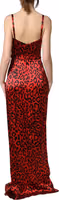 Red Leopard Draped Sleeveless Maxi Dress 3