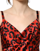 Red Leopard Draped Sleeveless Maxi Dress 4