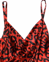 Red Leopard Draped Sleeveless Maxi Dress 5
