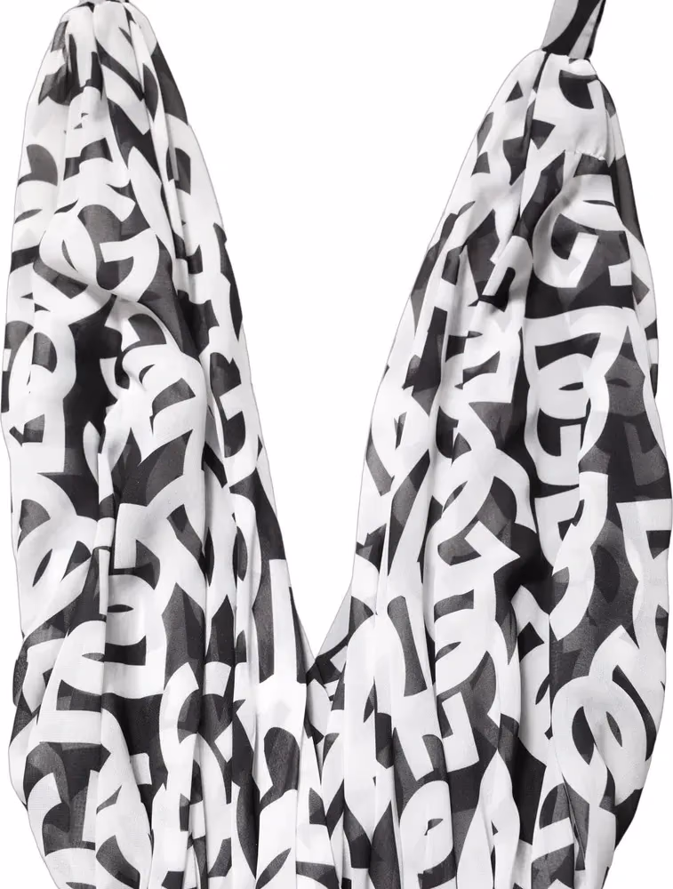Black White Logo Sleeveless Floor Length Maxi Dress