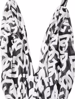 Black White Logo Sleeveless Floor Length Maxi Dress 1