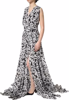 Black White Logo Sleeveless Floor Length Maxi Dress 4
