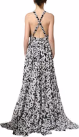 Black White Logo Sleeveless Floor Length Maxi Dress 5
