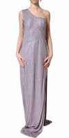 Purple Crystal OneShoulder EveningGown Dress 4
