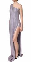 Purple Crystal OneShoulder EveningGown Dress 5