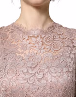 Pink Lace Long Sleeves Evening Gown Dress 3
