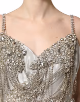 Silver Crystal Embellished EveningGown Dress 3