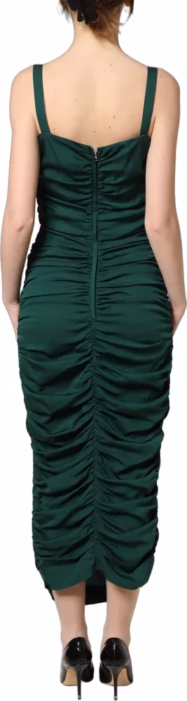 Green Ruched Sweetheart Bodycon Midi Dress