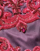 Purple Silk Crystal Strapless Floor Length Gown Dress 1