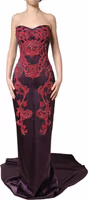 Purple Silk Crystal Strapless Floor Length Gown Dress 2