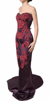 Purple Silk Crystal Strapless Floor Length Gown Dress 3