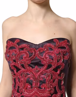 Purple Silk Crystal Strapless Floor Length Gown Dress 4