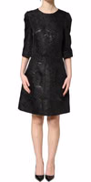Black Floral Jacquard Flared A-line Dress 2
