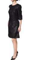 Black Floral Jacquard Flared A-line Dress 3
