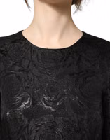 Black Floral Jacquard Flared A-line Dress 4