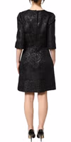 Black Floral Jacquard Flared A-line Dress 5