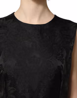 Black Floral Jacquard Sleeveless A-line Dress 4