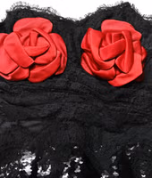 Black Strapless Red Rose Sequined Midi Dress 1