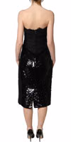 Black Strapless Red Rose Sequined Midi Dress 5