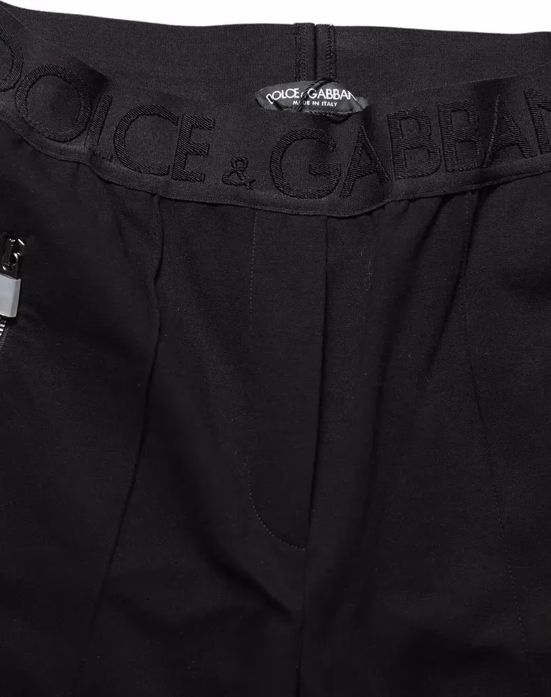 Black Viscose Mid Waist Skinny Trouser Pants