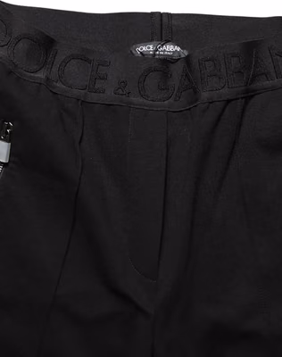 Black Viscose Mid Waist Skinny Trouser Pants