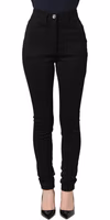 Black Nylon Stretch Skinny High Waist Pants 1