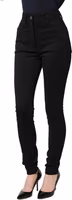 Black Nylon Stretch Skinny High Waist Pants 2