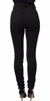 Black Nylon Stretch Skinny High Waist Pants 3