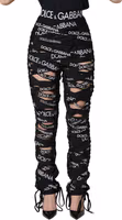 Black Logo Tape Cut Out Skinny High Waist Pants 2