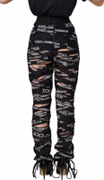 Black Logo Tape Cut Out Skinny High Waist Pants 4