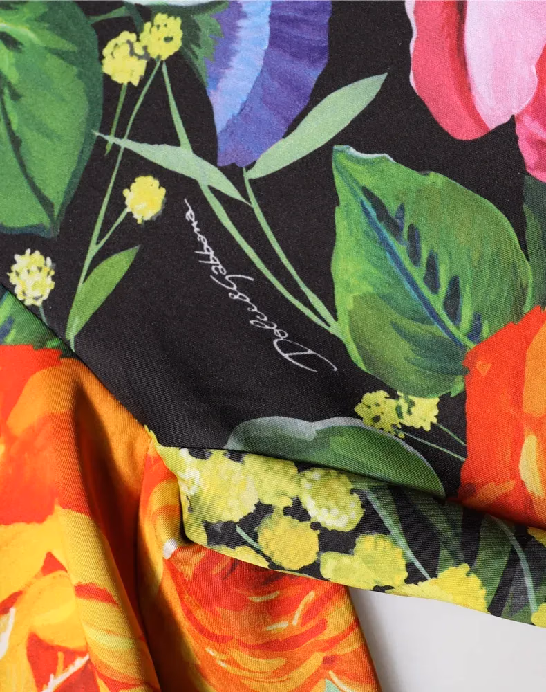 Multicolor Floral Stretch Jersey Leggings Pants