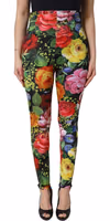 Multicolor Floral Stretch Jersey Leggings Pants 2