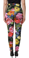 Multicolor Floral Stretch Jersey Leggings Pants 4