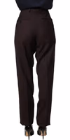 Brown Straight Leg Dress Silk Trousers Pants 4