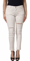 White Tattered Skinny Cotton Denim Jeans 3