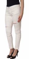 White Tattered Skinny Cotton Denim Jeans 4