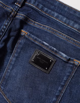 Blue Distressed Skinny Cotton Denim Jeans