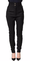 Black Wool High Waisted Logo Trouser Pants 2