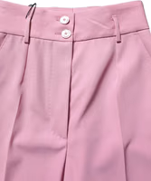 Pink High Waisted Polyester Trouser Pants 1
