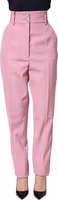 Pink High Waisted Polyester Trouser Pants 2