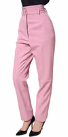 Pink High Waisted Polyester Trouser Pants 3