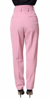 Pink High Waisted Polyester Trouser Pants 4