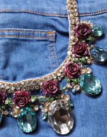 Blue Cotton Embellished BermudaDenim Shorts 1