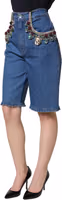 Blue Cotton Embellished BermudaDenim Shorts 3